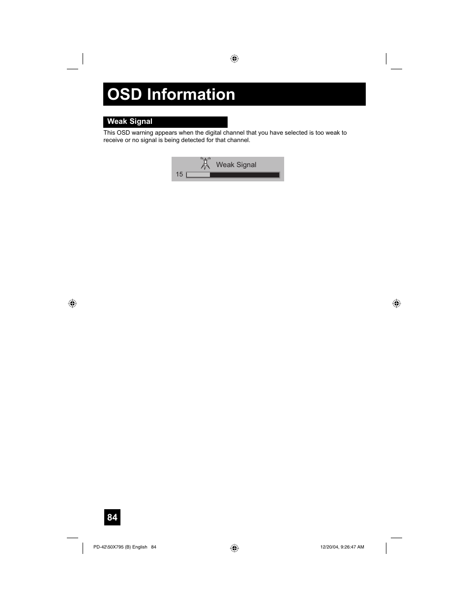 Osd information | JVC I'Art Pro 1204TNH-II-IM User Manual | Page 84 / 92