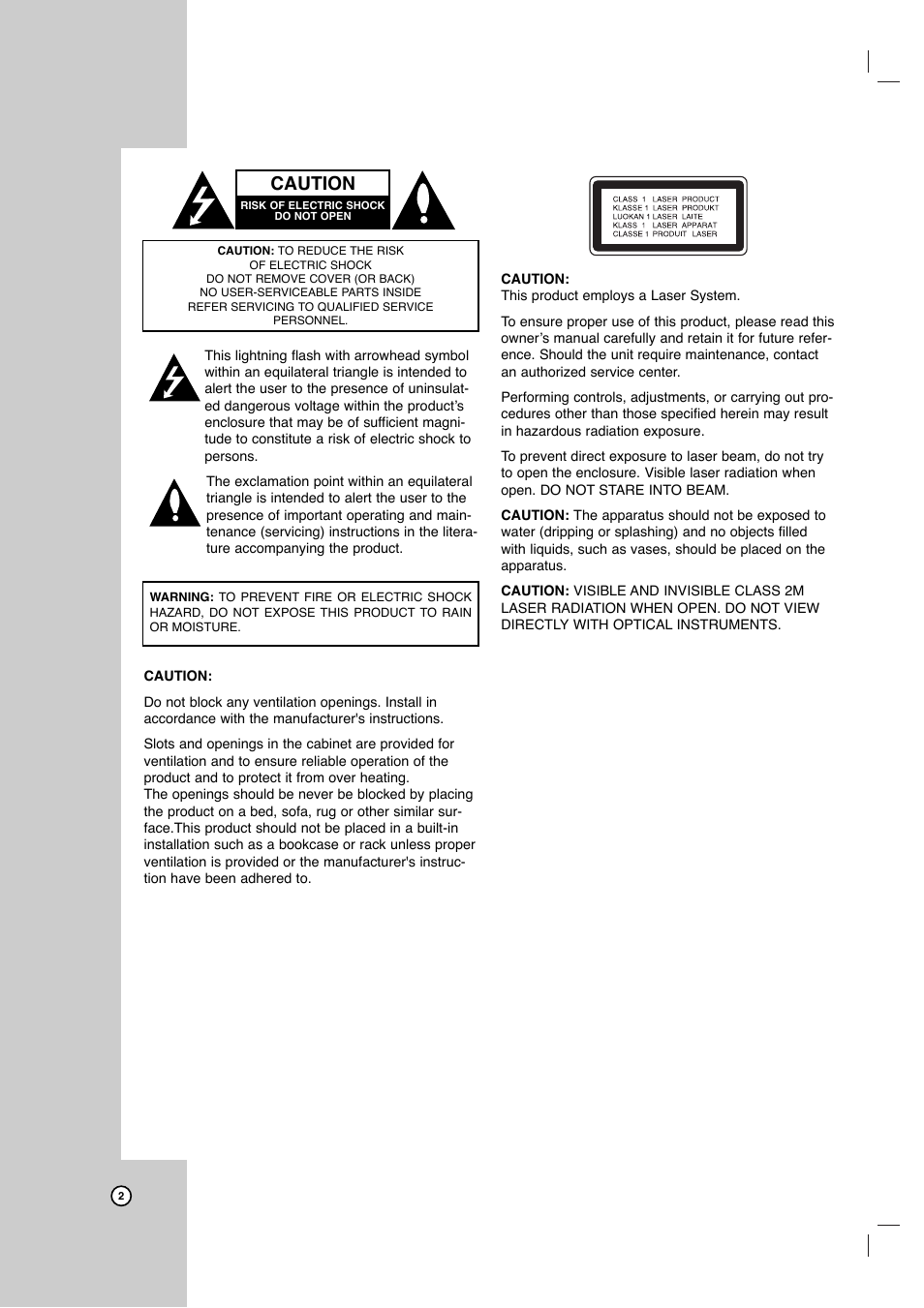 Caution | JVC DR-MV7SU User Manual | Page 2 / 60