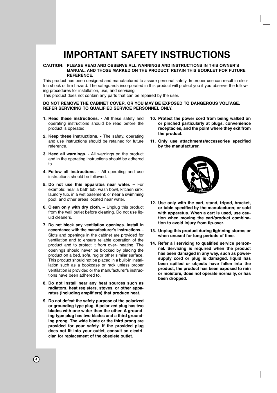 Important safety instructions | JVC DR-MV7SU User Manual | Page 4 / 60