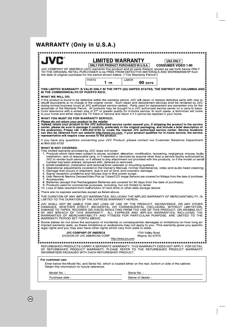 JVC DR-MV7SU User Manual | Page 56 / 60