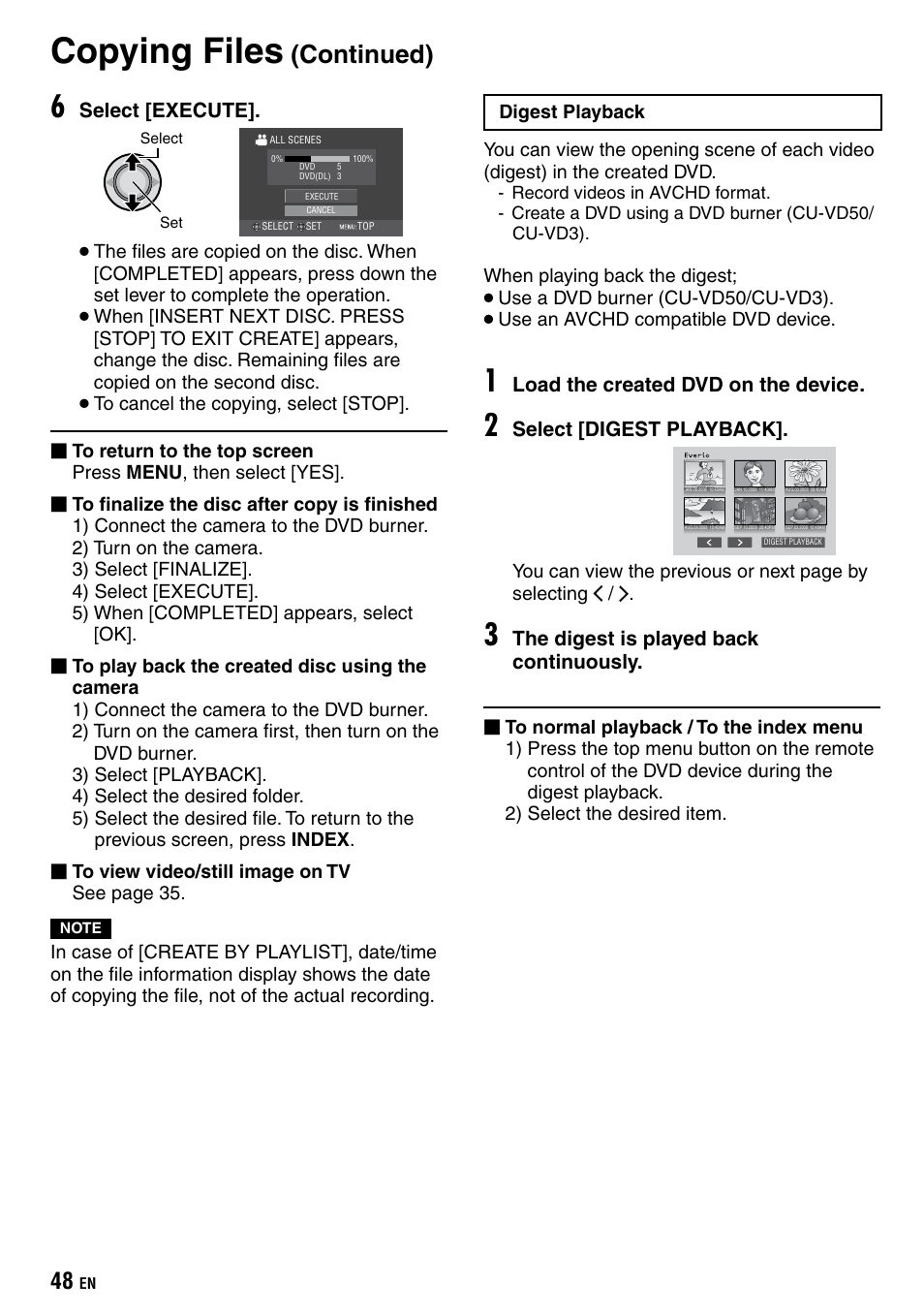 Copying files, Continued) | JVC Everio GZ-HD40 User Manual | Page 48 / 72