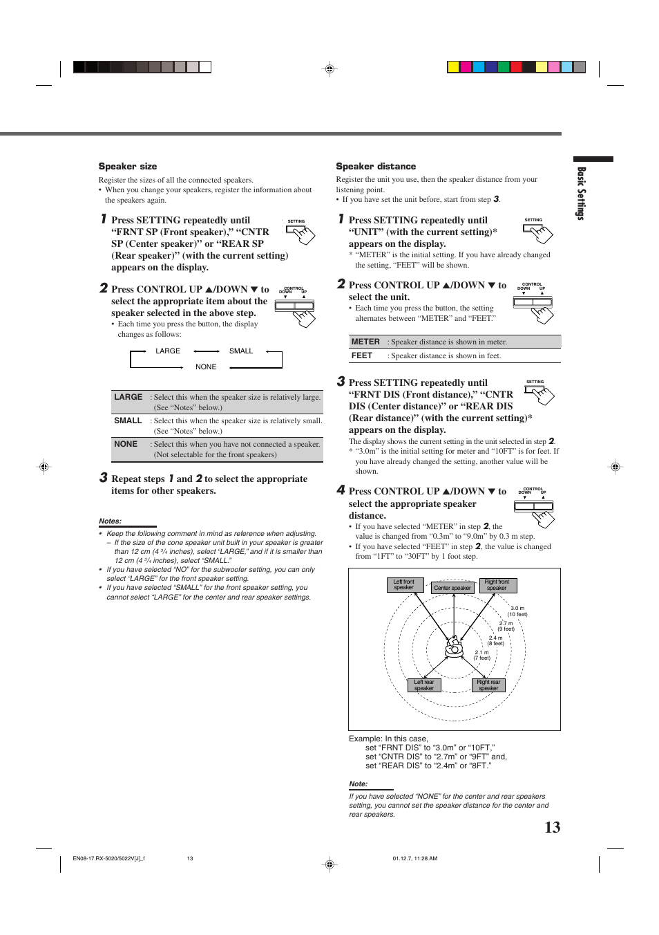 Basic settings, Press control up 5 /down ∞ to select the unit | JVC RX-5022VSL User Manual | Page 15 / 72