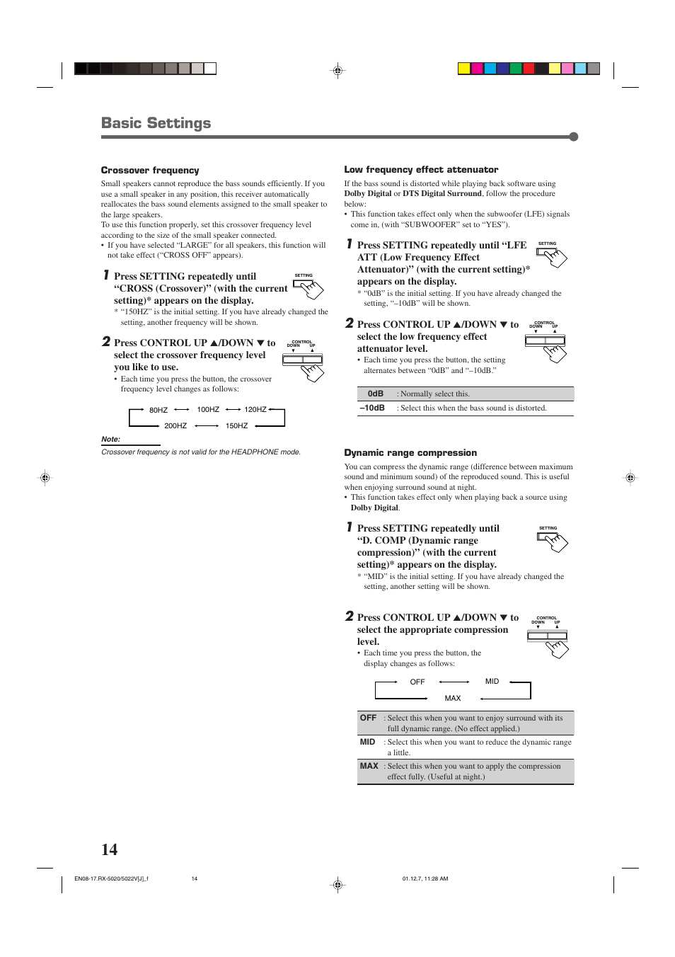 Basic settings | JVC RX-5022VSL User Manual | Page 16 / 72