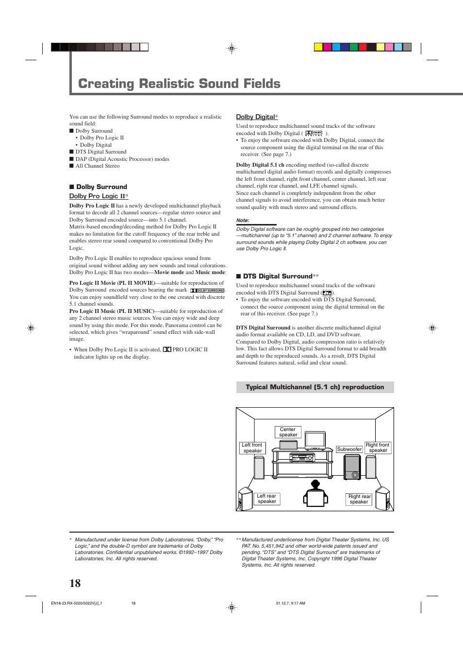 Creating realistic sound fields | JVC RX-5022VSL User Manual | Page 20 / 72