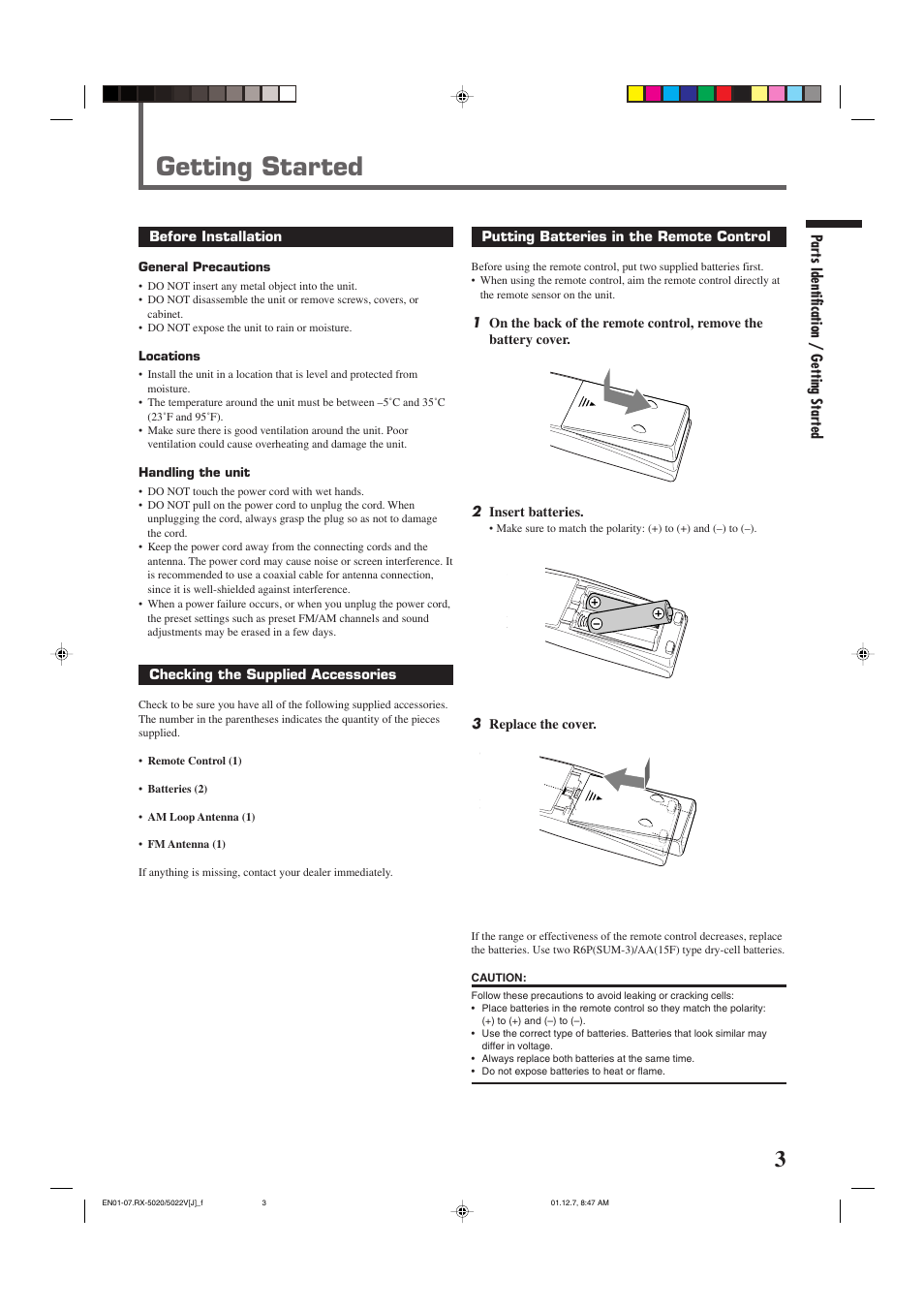 Getting started | JVC RX-5022VSL User Manual | Page 5 / 72