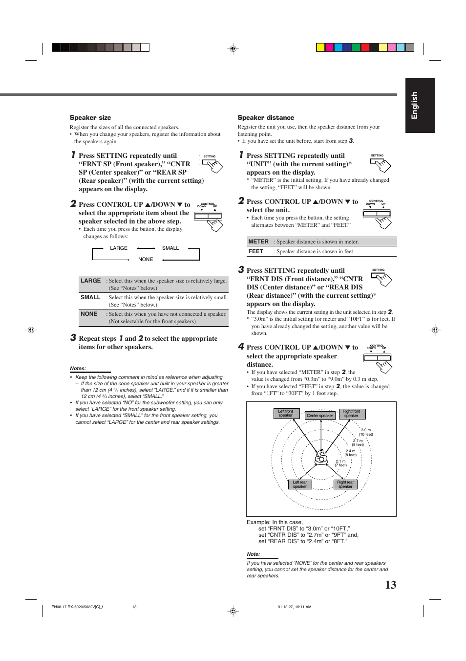 English, Press control up 5 /down ∞ to select the unit | JVC RX-5022VSL User Manual | Page 52 / 72