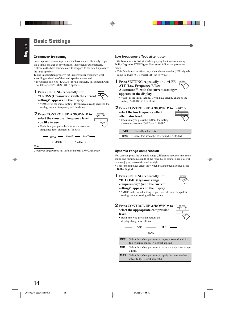 Basic settings, English | JVC RX-5022VSL User Manual | Page 53 / 72