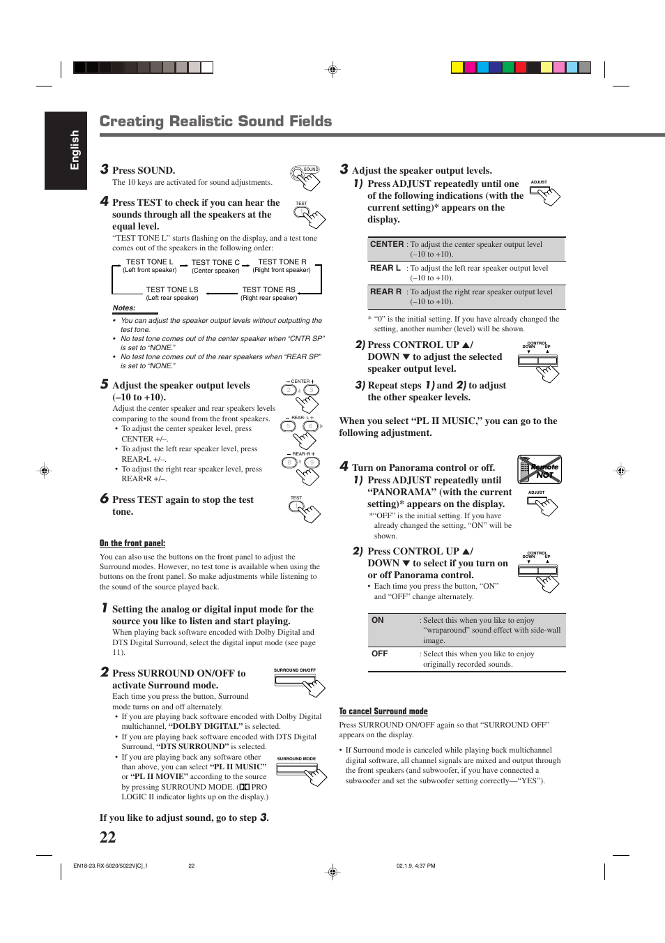 Creating realistic sound fields, English | JVC RX-5022VSL User Manual | Page 61 / 72