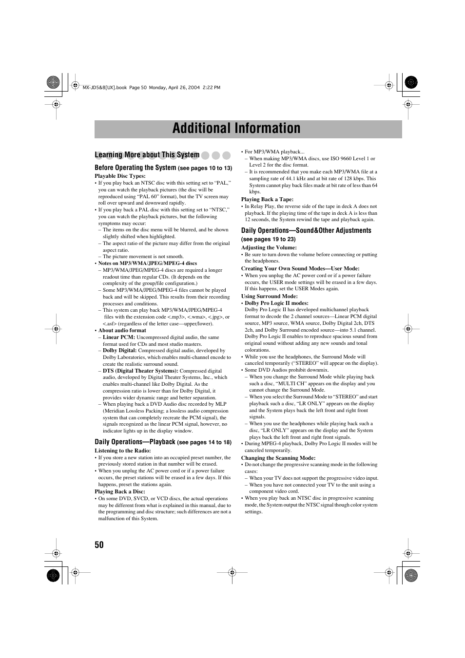 Additional information | JVC CA-MXJD8 User Manual | Page 117 / 186