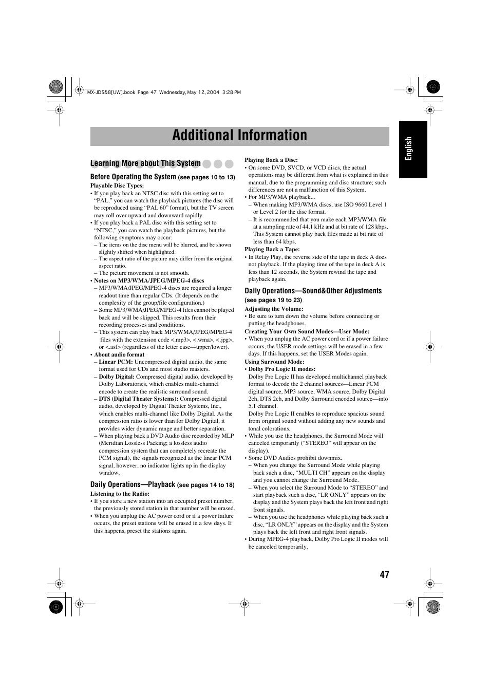 Additional information | JVC CA-MXJD8 User Manual | Page 177 / 186