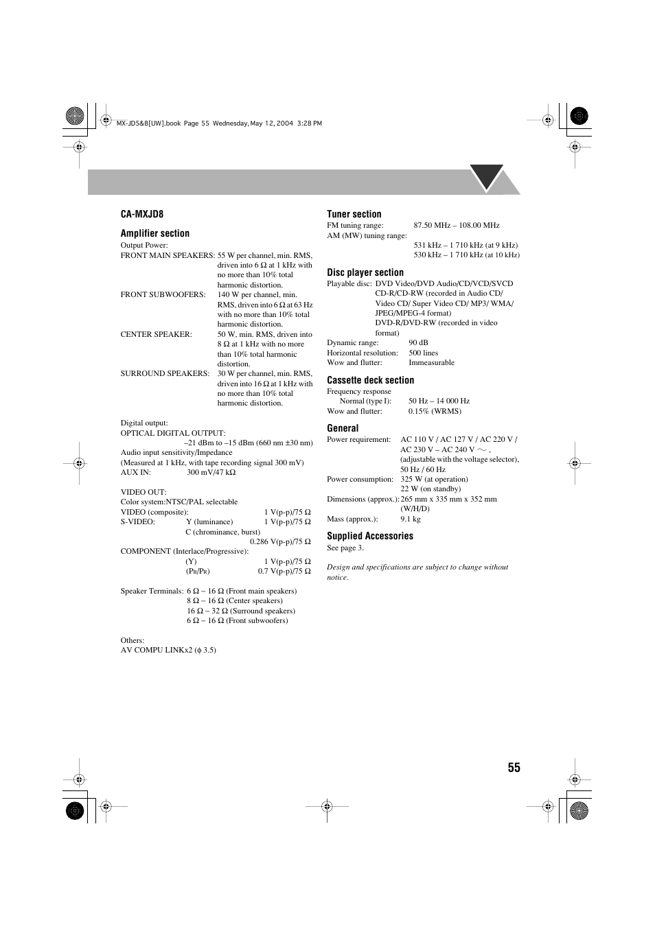 JVC CA-MXJD8 User Manual | Page 185 / 186