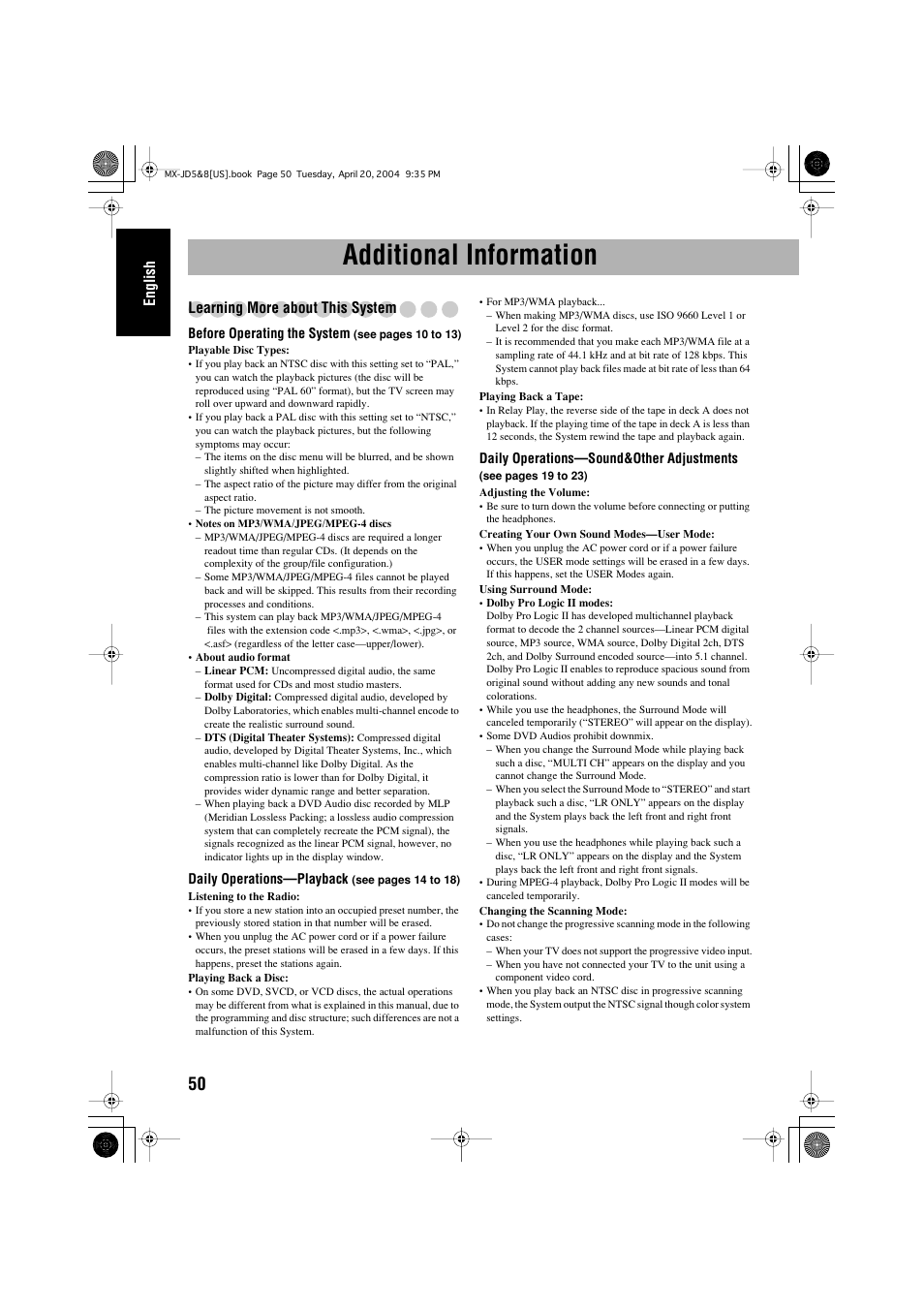 Additional information | JVC CA-MXJD8 User Manual | Page 54 / 186