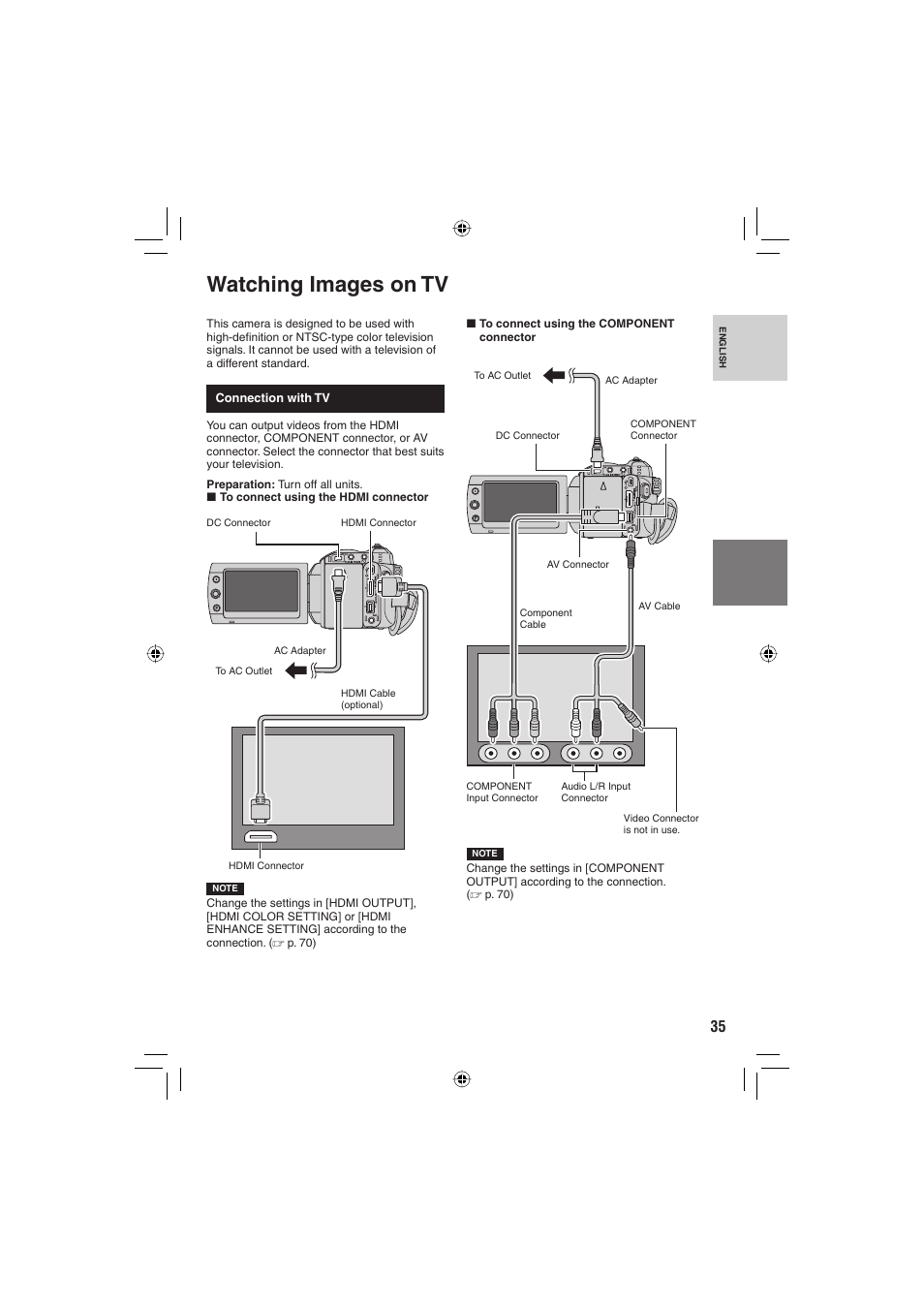 Watching images on tv | JVC Everio GZ-HD6 User Manual | Page 35 / 84