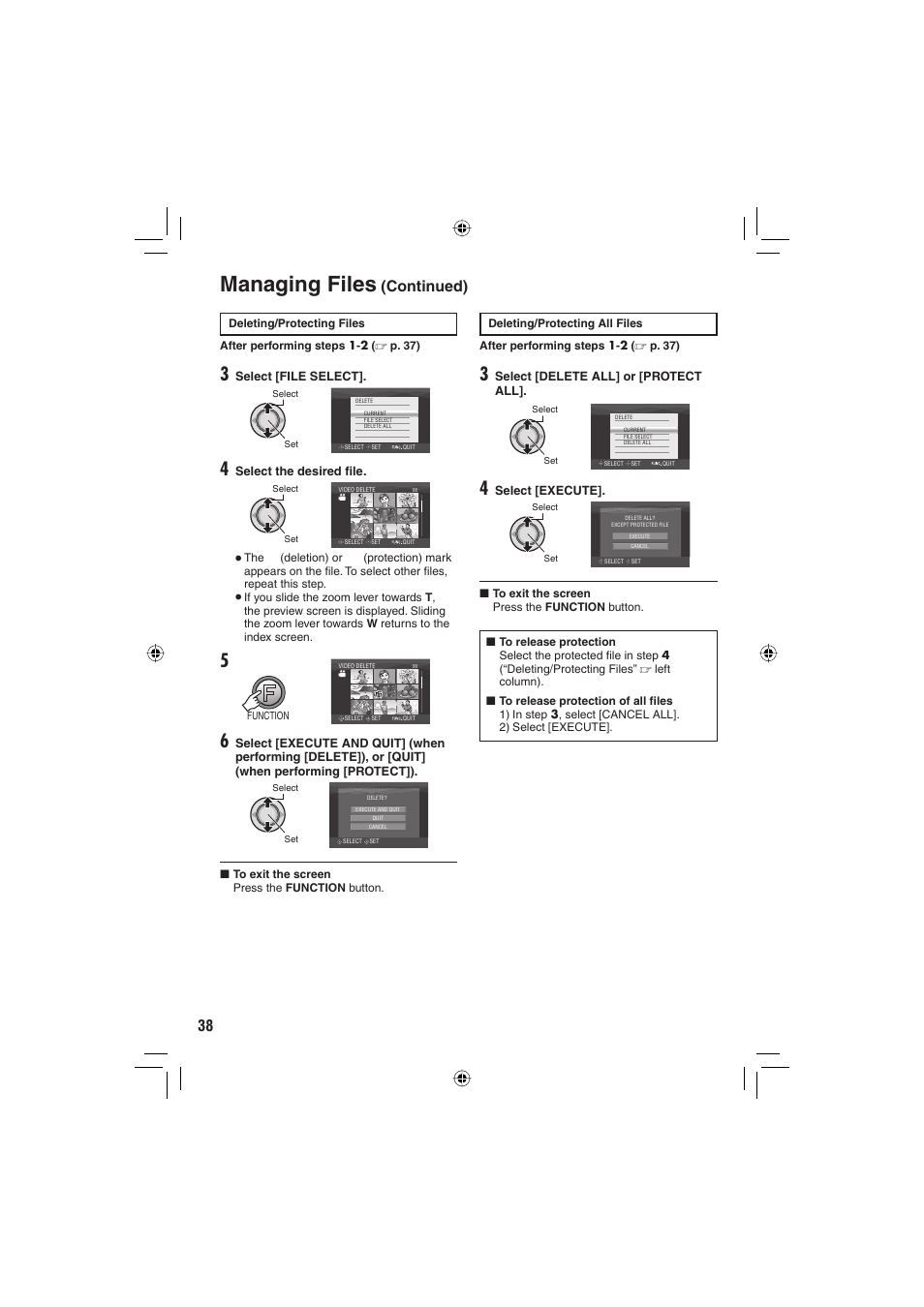 Managing files, Continued) | JVC Everio GZ-HD6 User Manual | Page 38 / 84