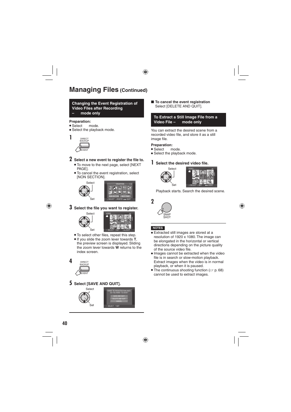 Managing files, Continued) | JVC Everio GZ-HD6 User Manual | Page 40 / 84