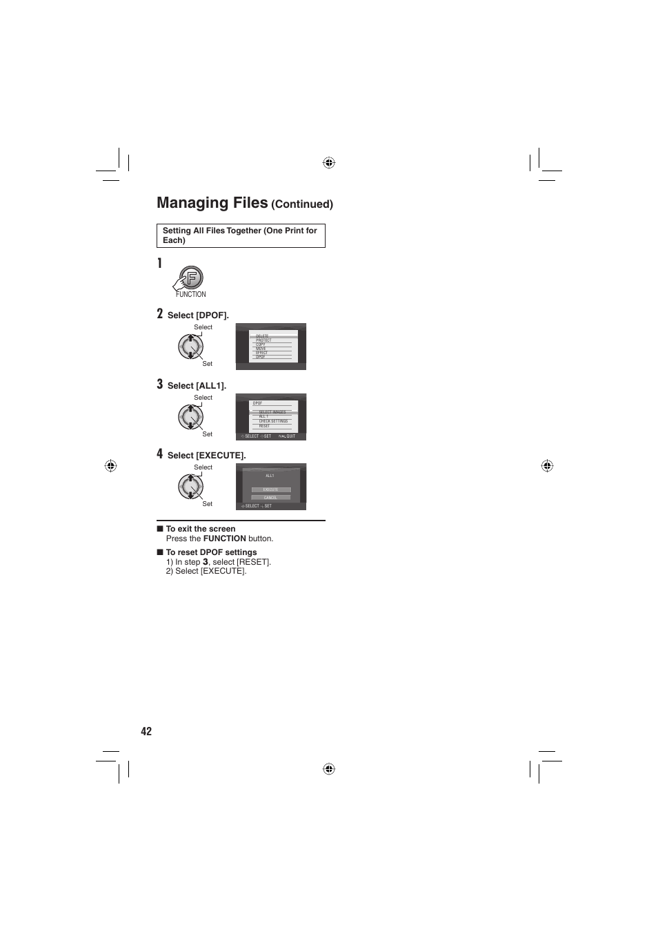 Managing files, Continued) | JVC Everio GZ-HD6 User Manual | Page 42 / 84