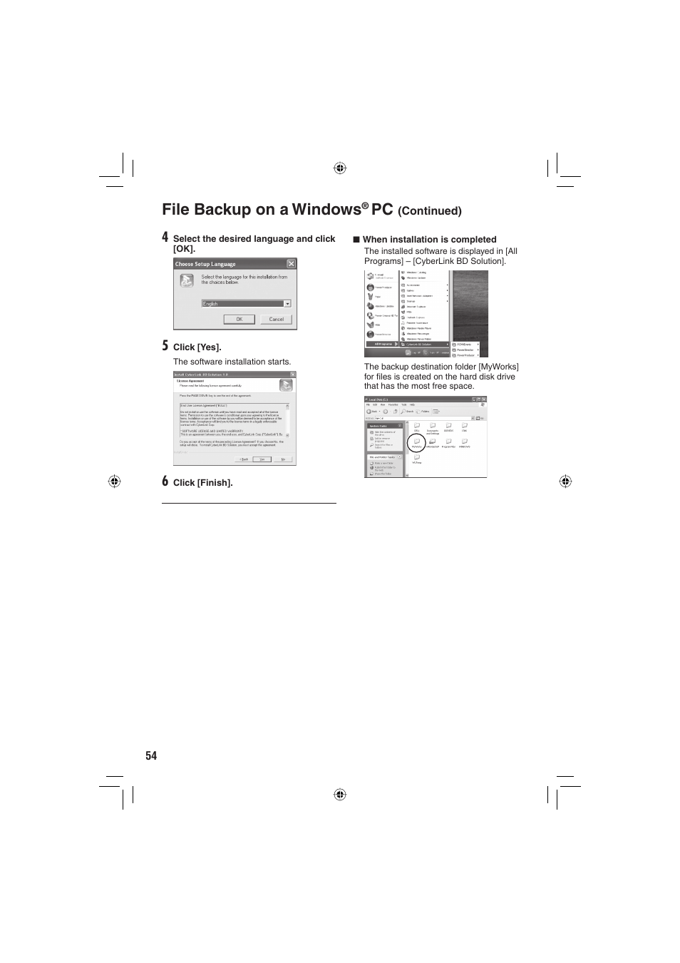 File backup on a windows | JVC Everio GZ-HD6 User Manual | Page 54 / 84