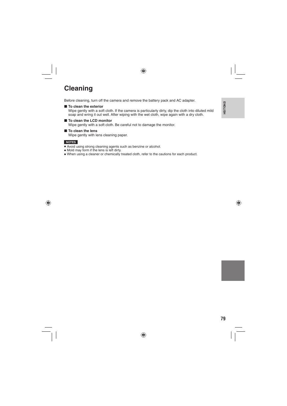 Cleaning | JVC Everio GZ-HD6 User Manual | Page 79 / 84