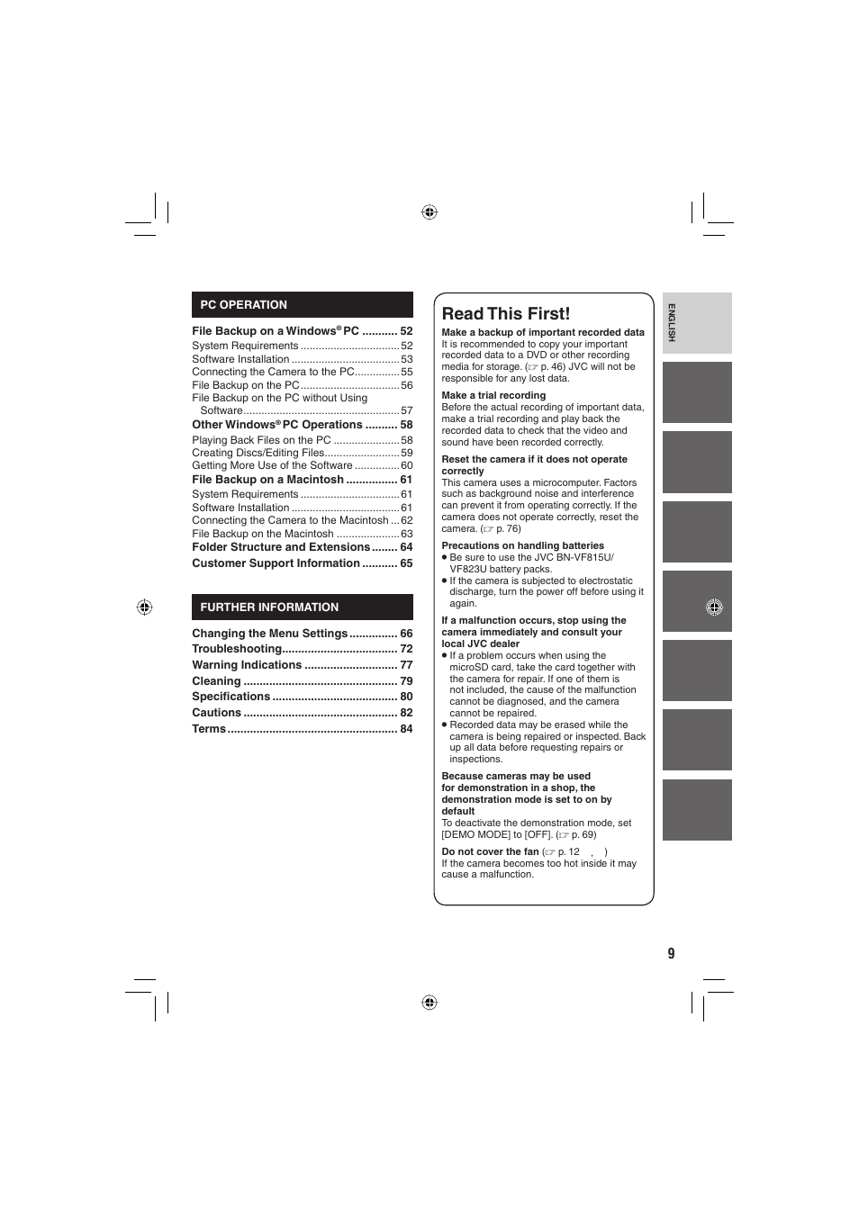 Read this first | JVC Everio GZ-HD6 User Manual | Page 9 / 84