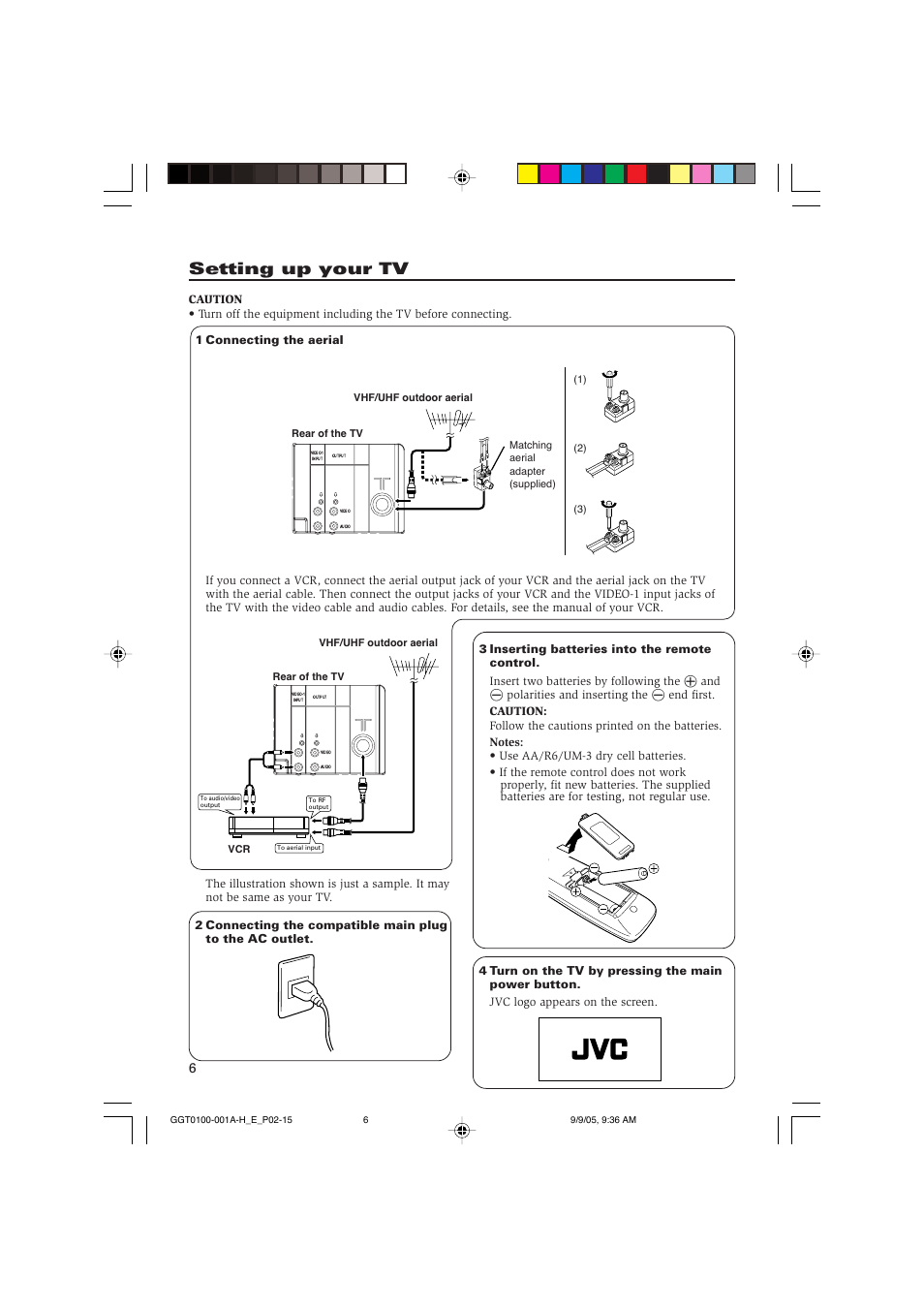 Setting up your tv | JVC AV-21V115 User Manual | Page 6 / 16