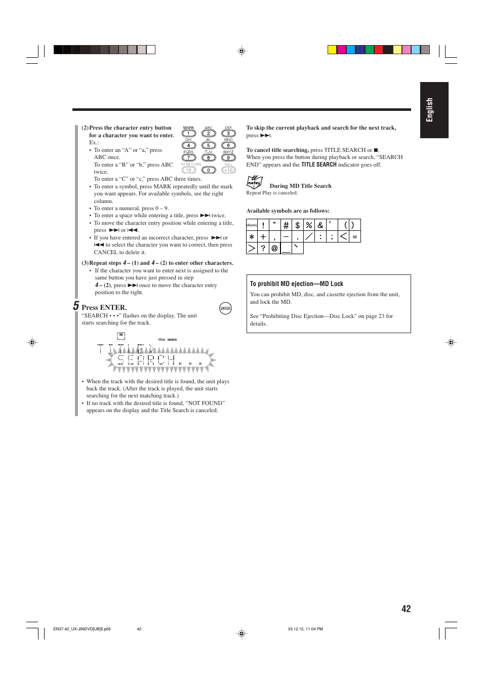 English | JVC UX-J99DVD User Manual | Page 45 / 96