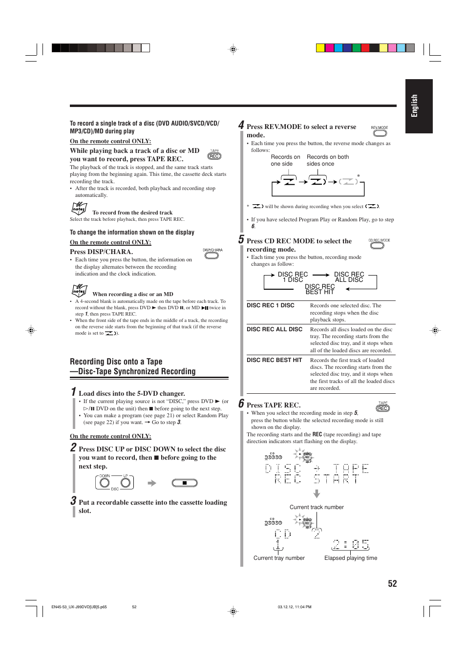 English | JVC UX-J99DVD User Manual | Page 55 / 96