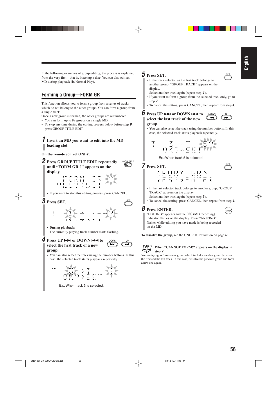 Forming a group—form gr | JVC UX-J99DVD User Manual | Page 59 / 96