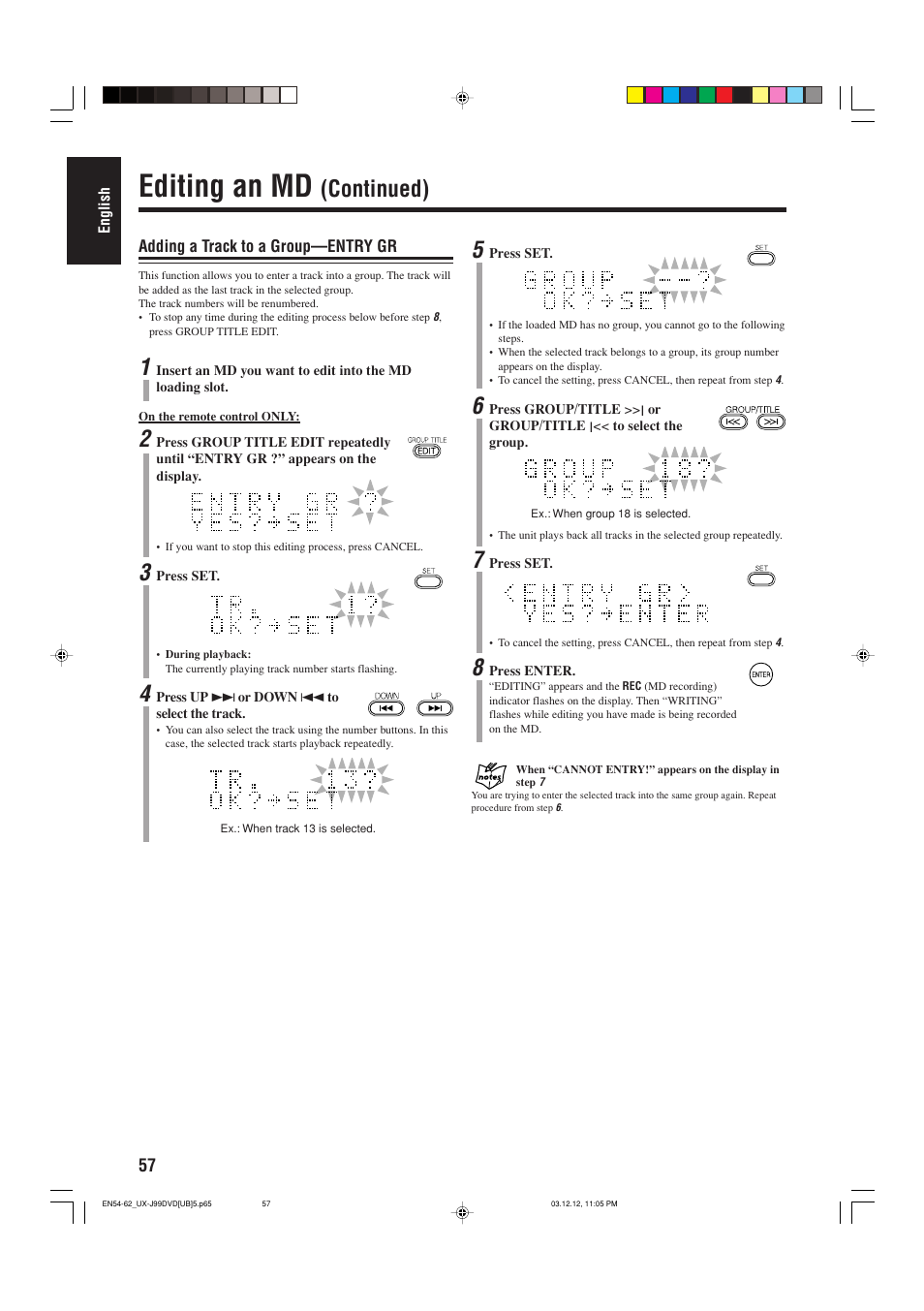 Editing an md, Continued) | JVC UX-J99DVD User Manual | Page 60 / 96