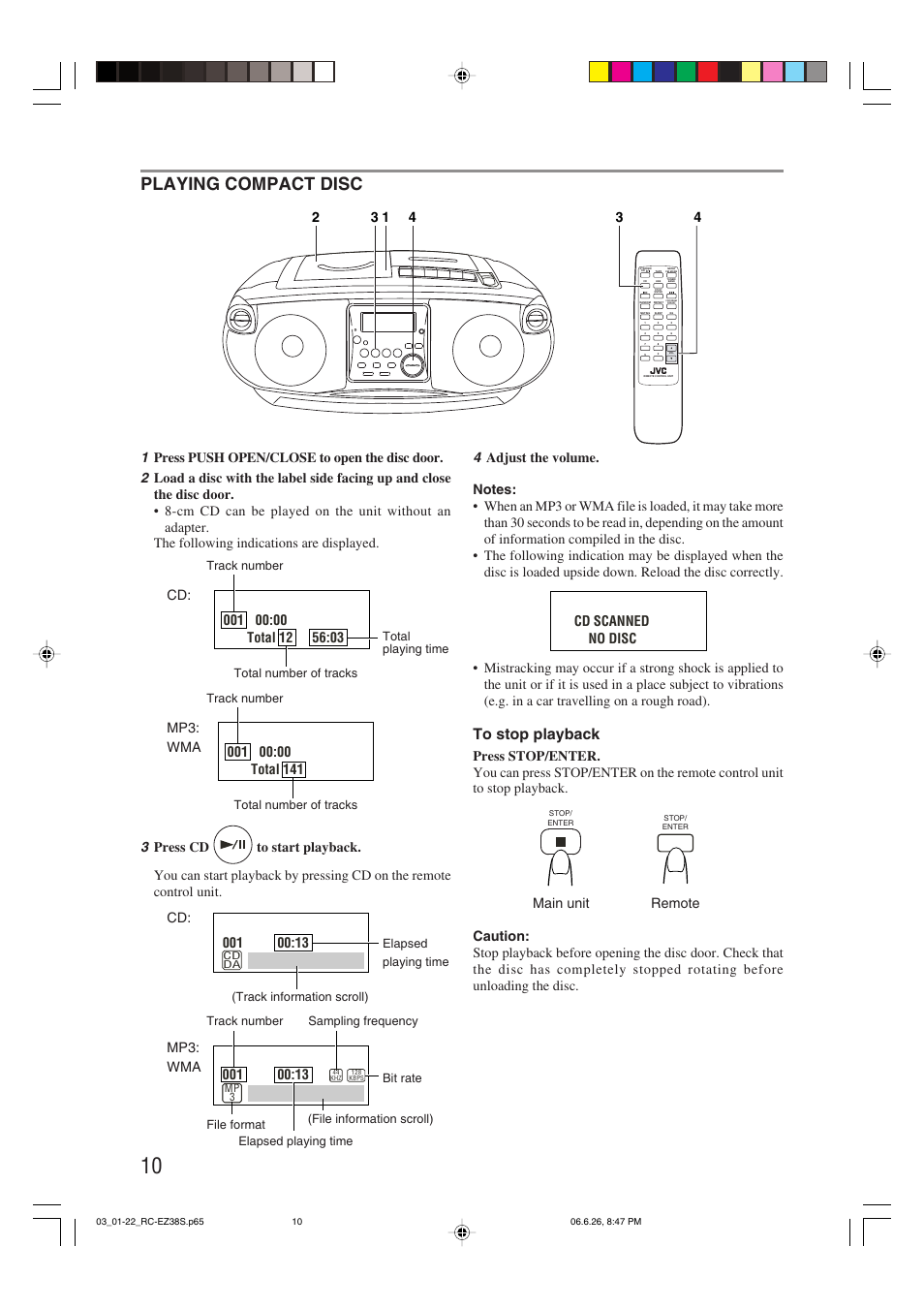 Playing compact disc, Program | JVC RC-EZ38SJ User Manual | Page 14 / 29