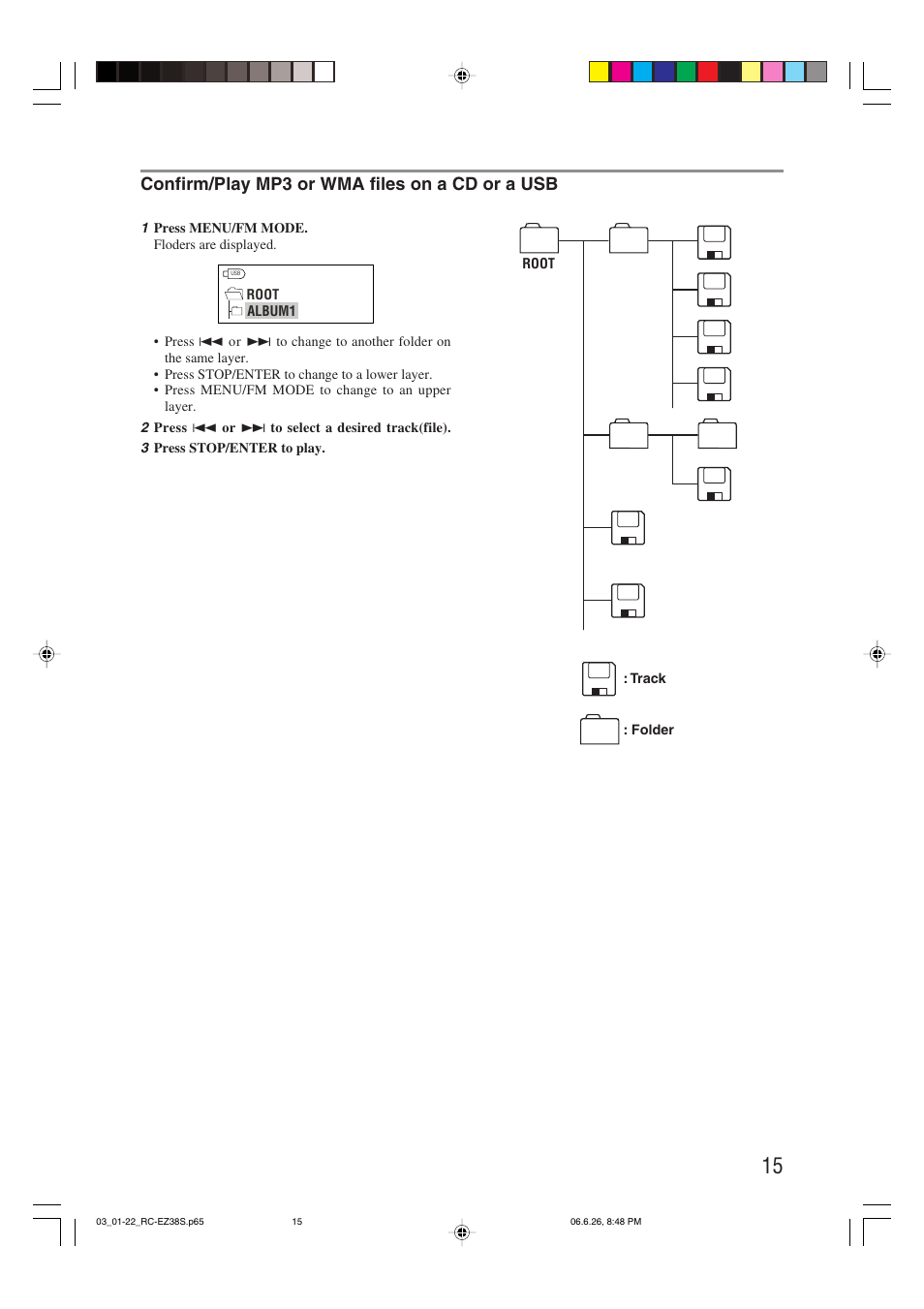 Confirm/play mp3 or wma files on a cd or a usb | JVC RC-EZ38SJ User Manual | Page 19 / 29