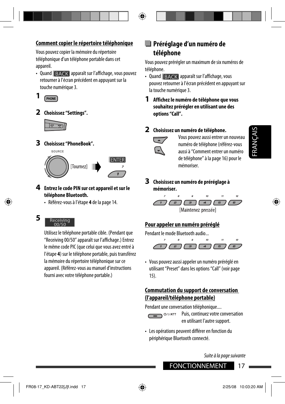 Préréglage d’un numéro de téléphone | JVC KD-ABT22 User Manual | Page 117 / 153
