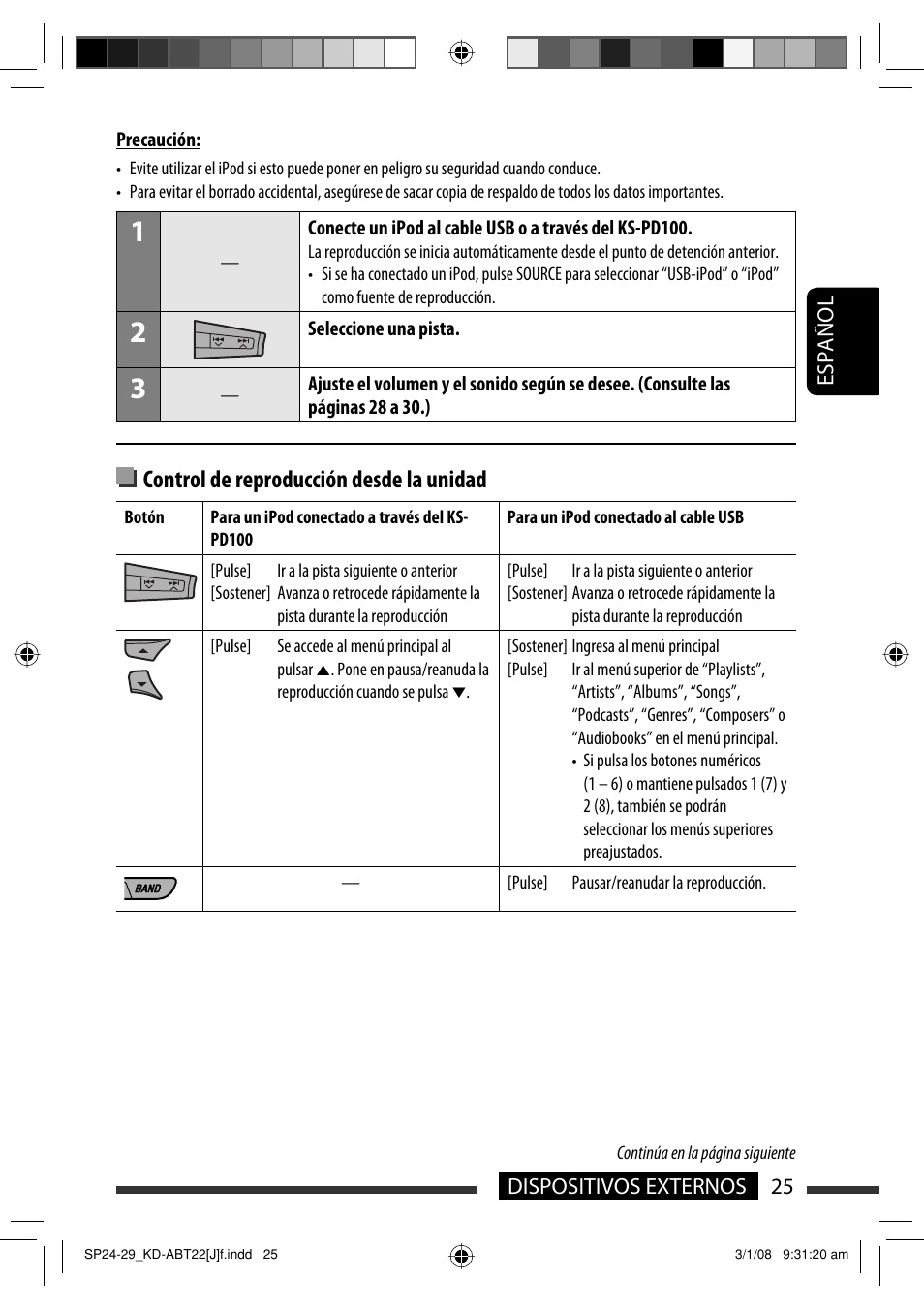 Control de reproducción desde la unidad | JVC KD-ABT22 User Manual | Page 75 / 153