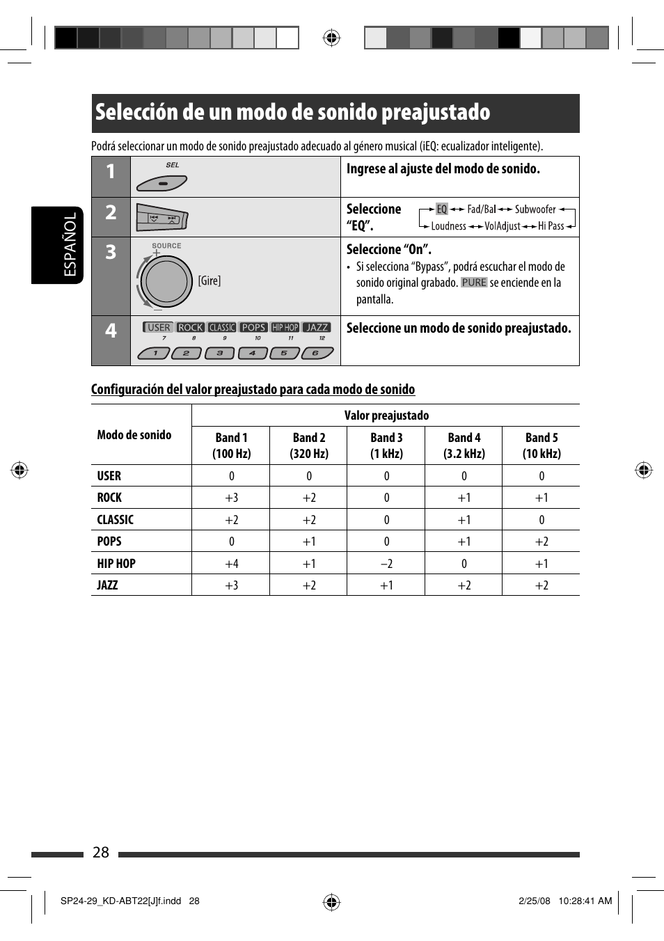 Selección de un modo de sonido preajustado | JVC KD-ABT22 User Manual | Page 78 / 153