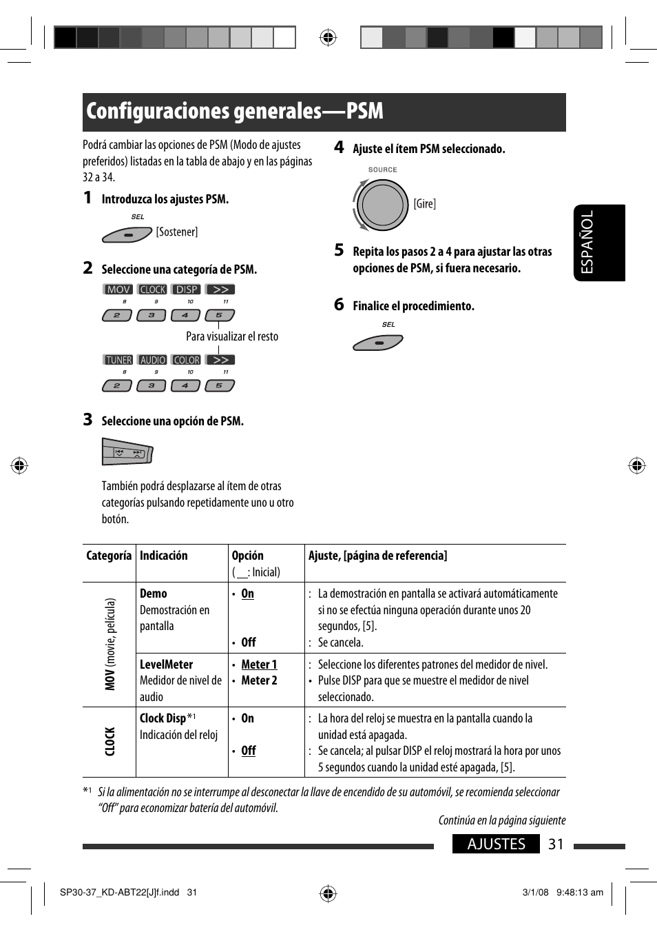 Configuraciones generales—psm | JVC KD-ABT22 User Manual | Page 81 / 153