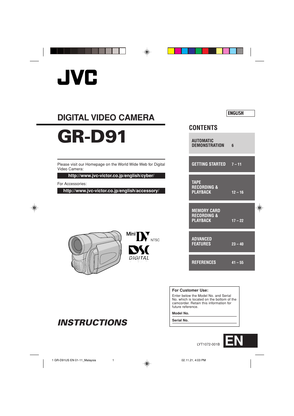 JVC GR-D91 User Manual | 56 pages