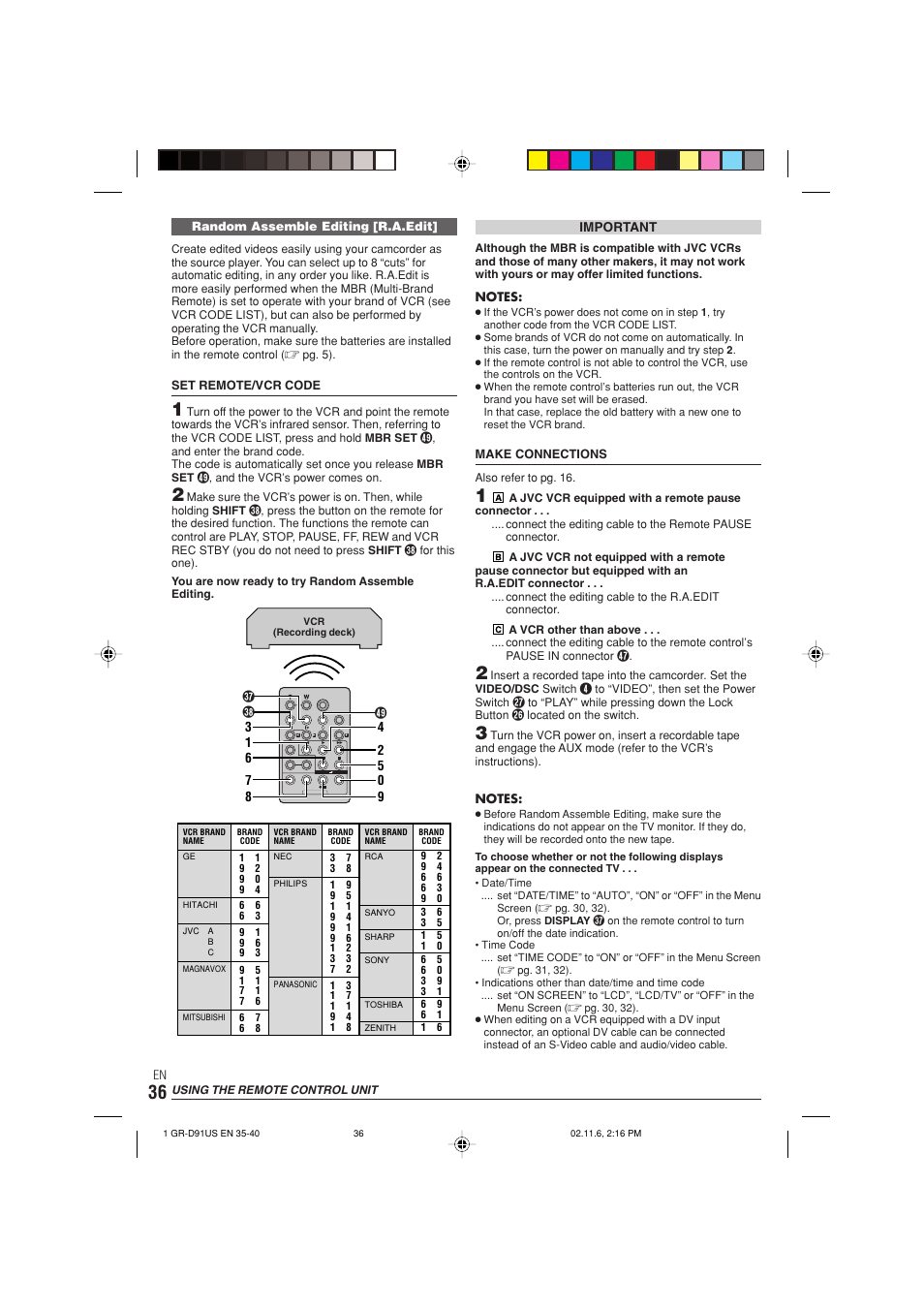 JVC GR-D91 User Manual | Page 36 / 56