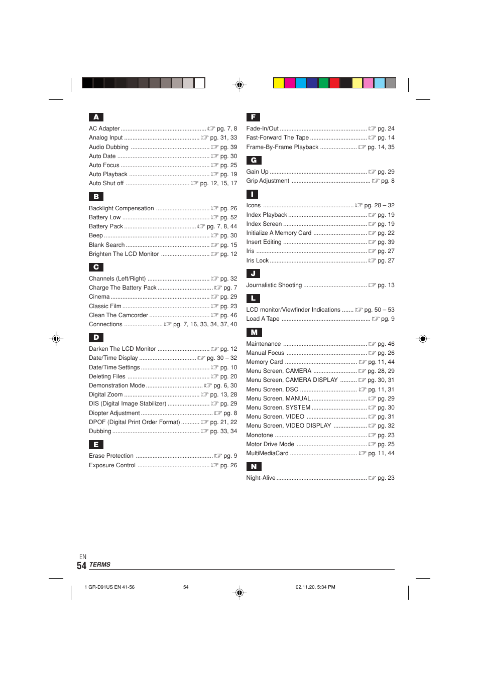 JVC GR-D91 User Manual | Page 54 / 56