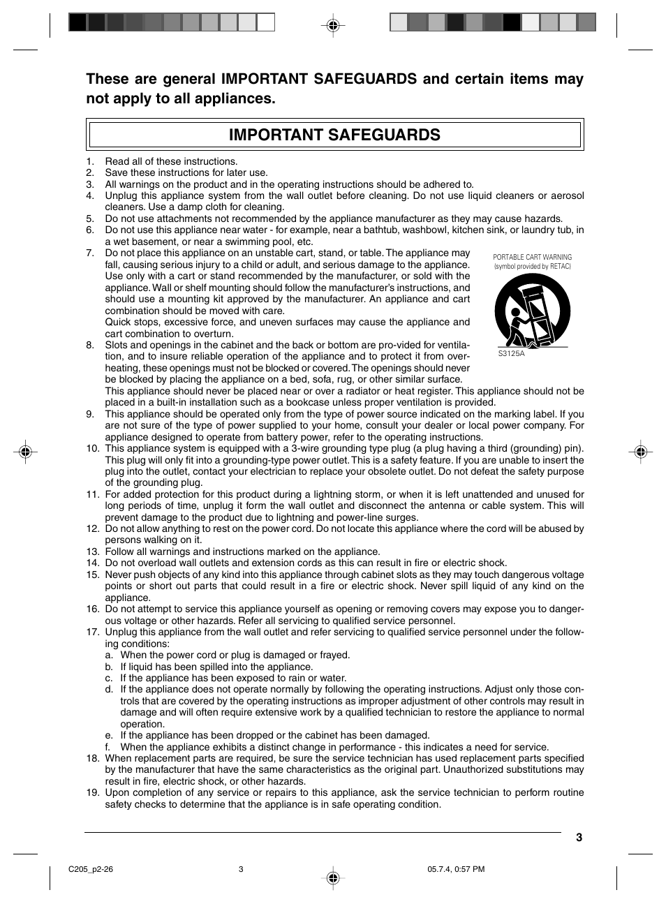 Important safeguards | JVC VN-C205 User Manual | Page 3 / 90