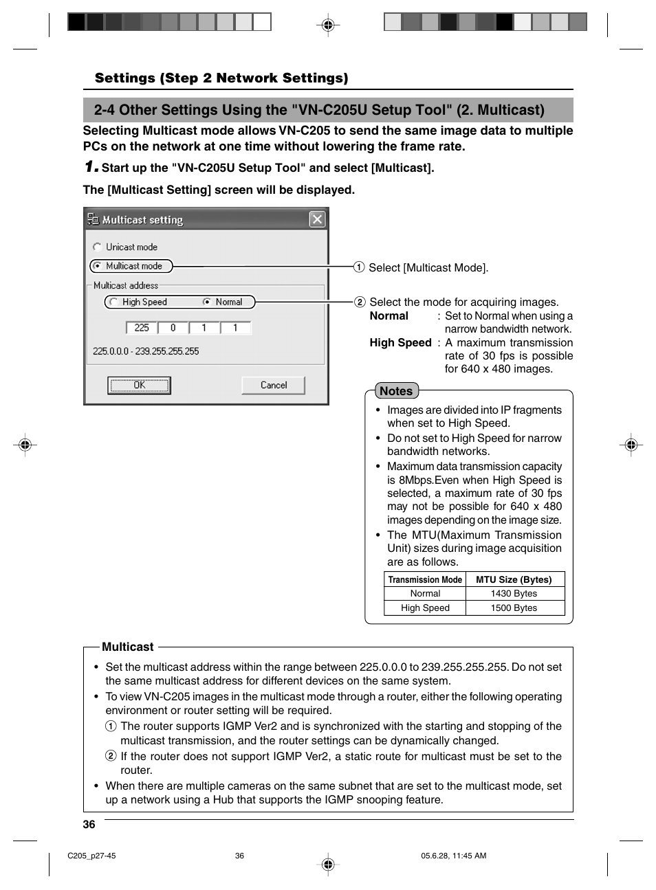 Multicast | JVC VN-C205 User Manual | Page 36 / 90