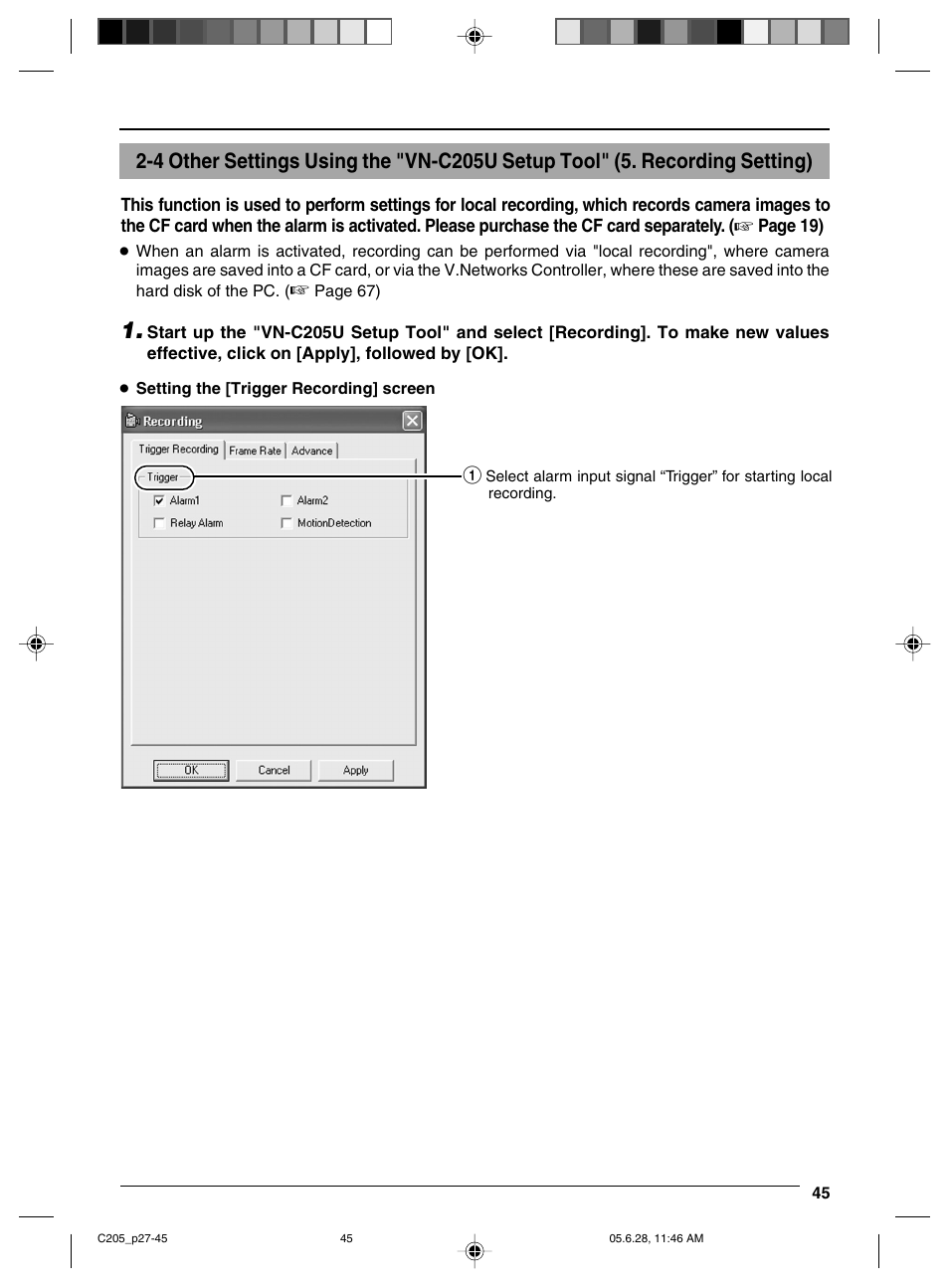 Recording setting | JVC VN-C205 User Manual | Page 45 / 90