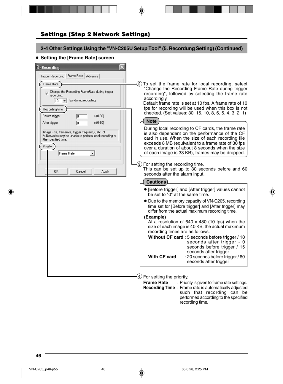 Settings (step 2 network settings) | JVC VN-C205 User Manual | Page 46 / 90