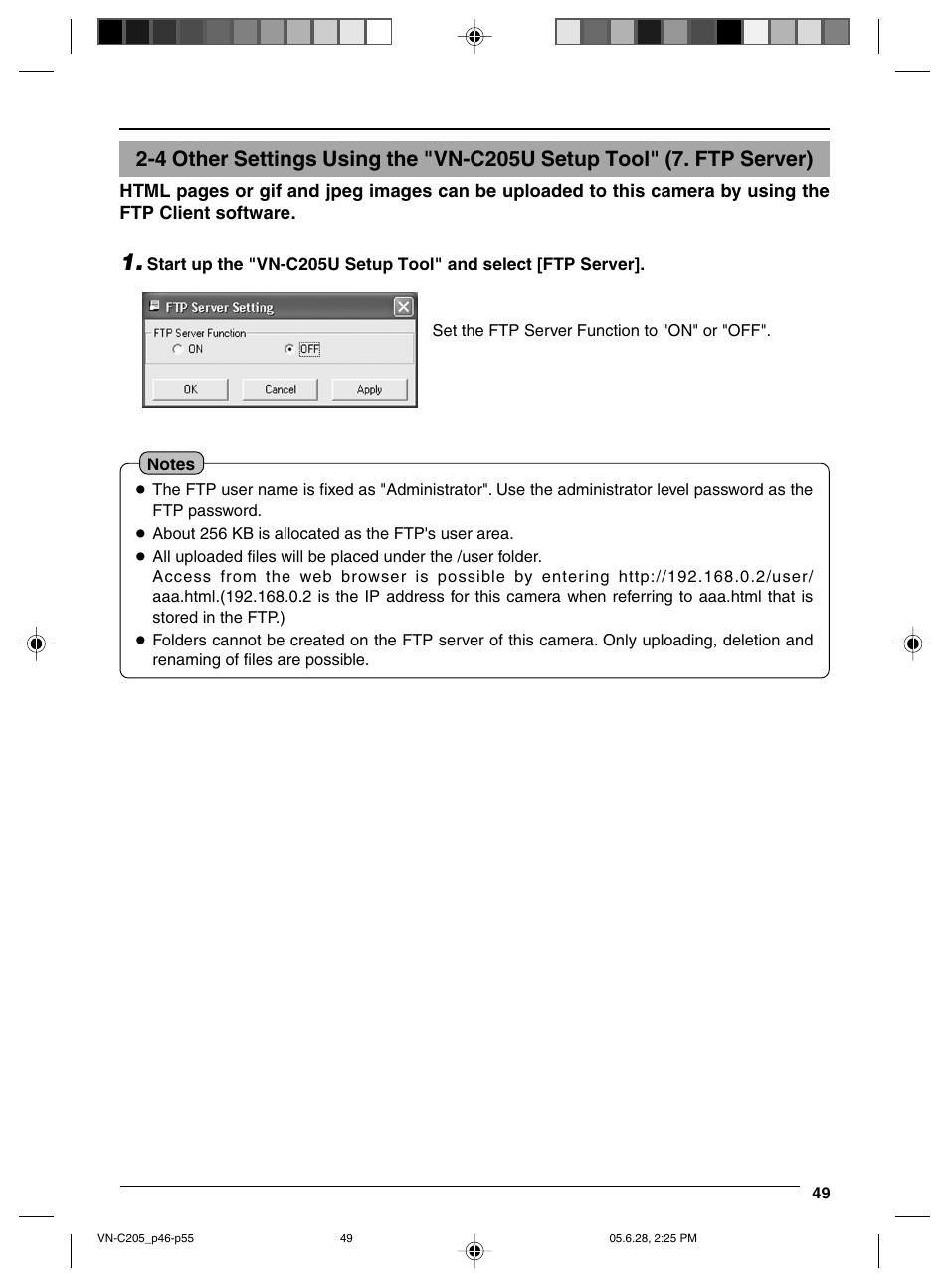 Ftp server | JVC VN-C205 User Manual | Page 49 / 90