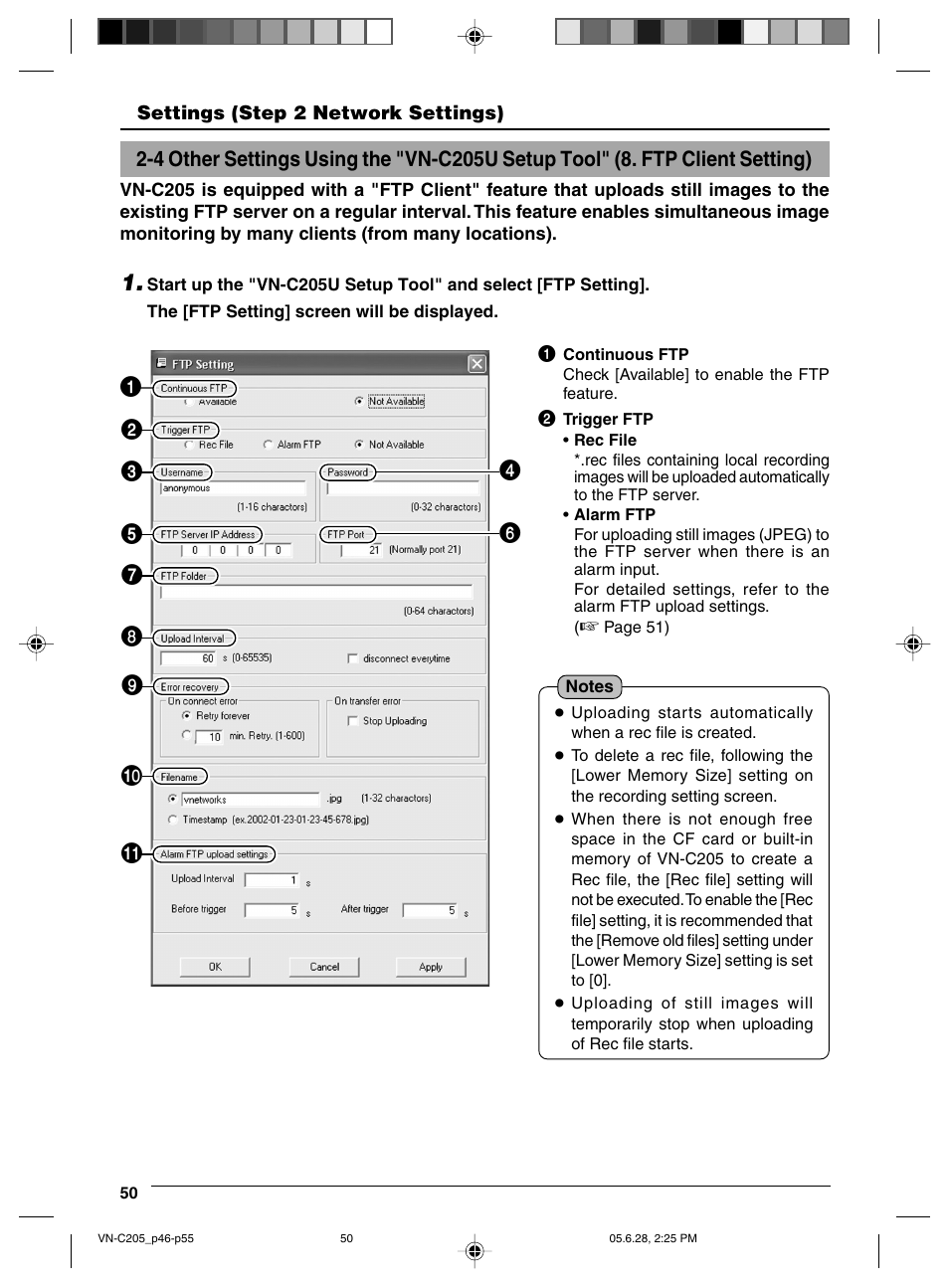 Ftp client setting | JVC VN-C205 User Manual | Page 50 / 90