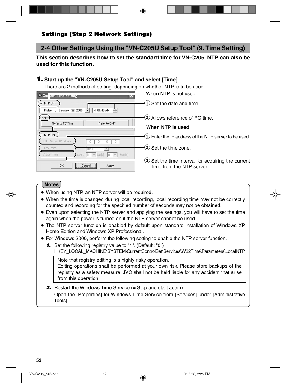 Time setting | JVC VN-C205 User Manual | Page 52 / 90