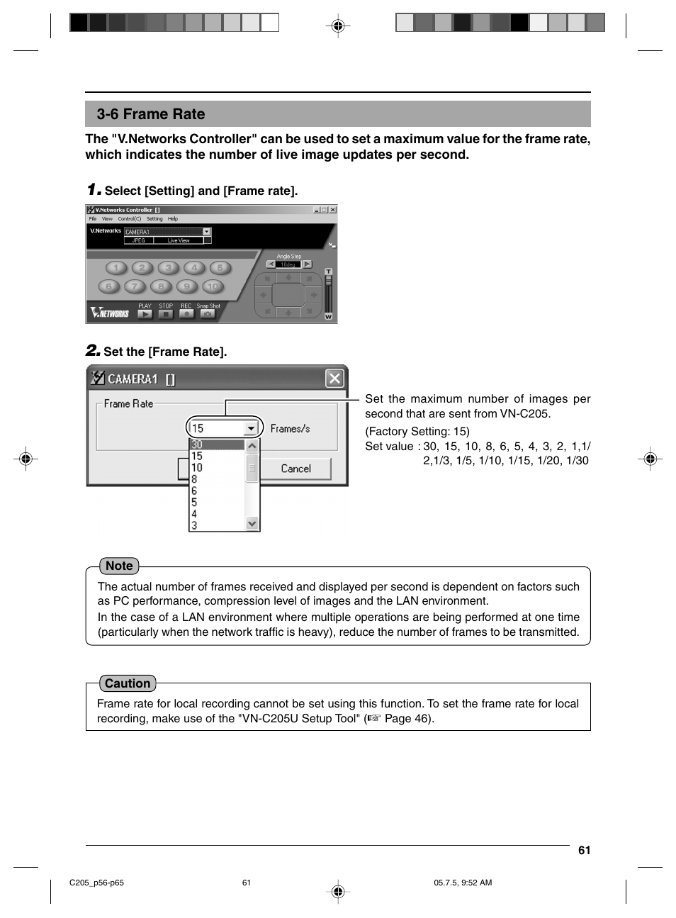 6 frame rate | JVC VN-C205 User Manual | Page 61 / 90