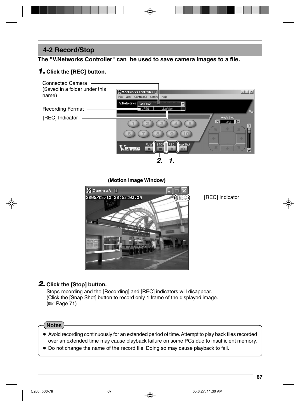 2 record/stop, Hard disk of the pc | JVC VN-C205 User Manual | Page 67 / 90