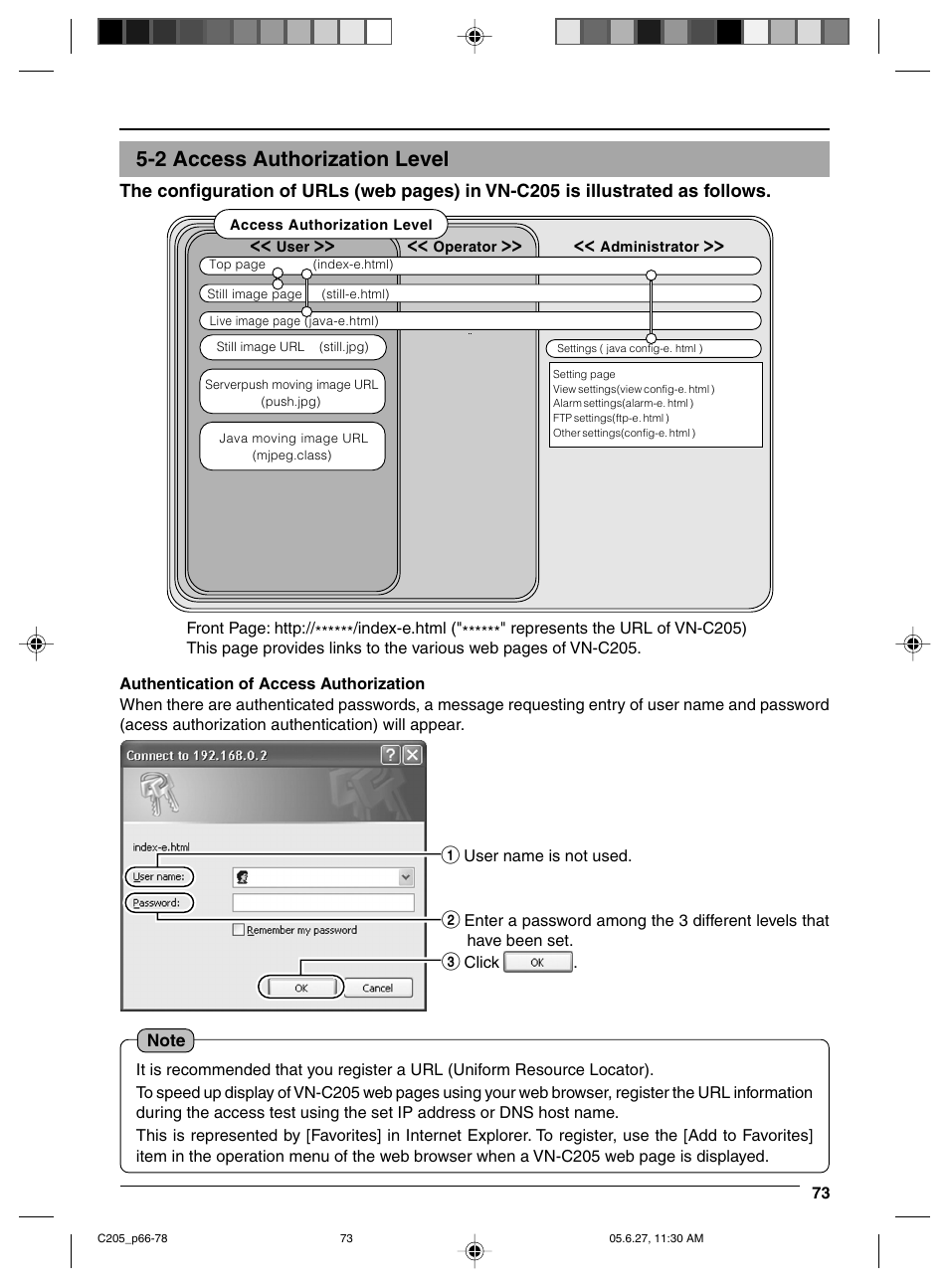 2 access authorization level | JVC VN-C205 User Manual | Page 73 / 90