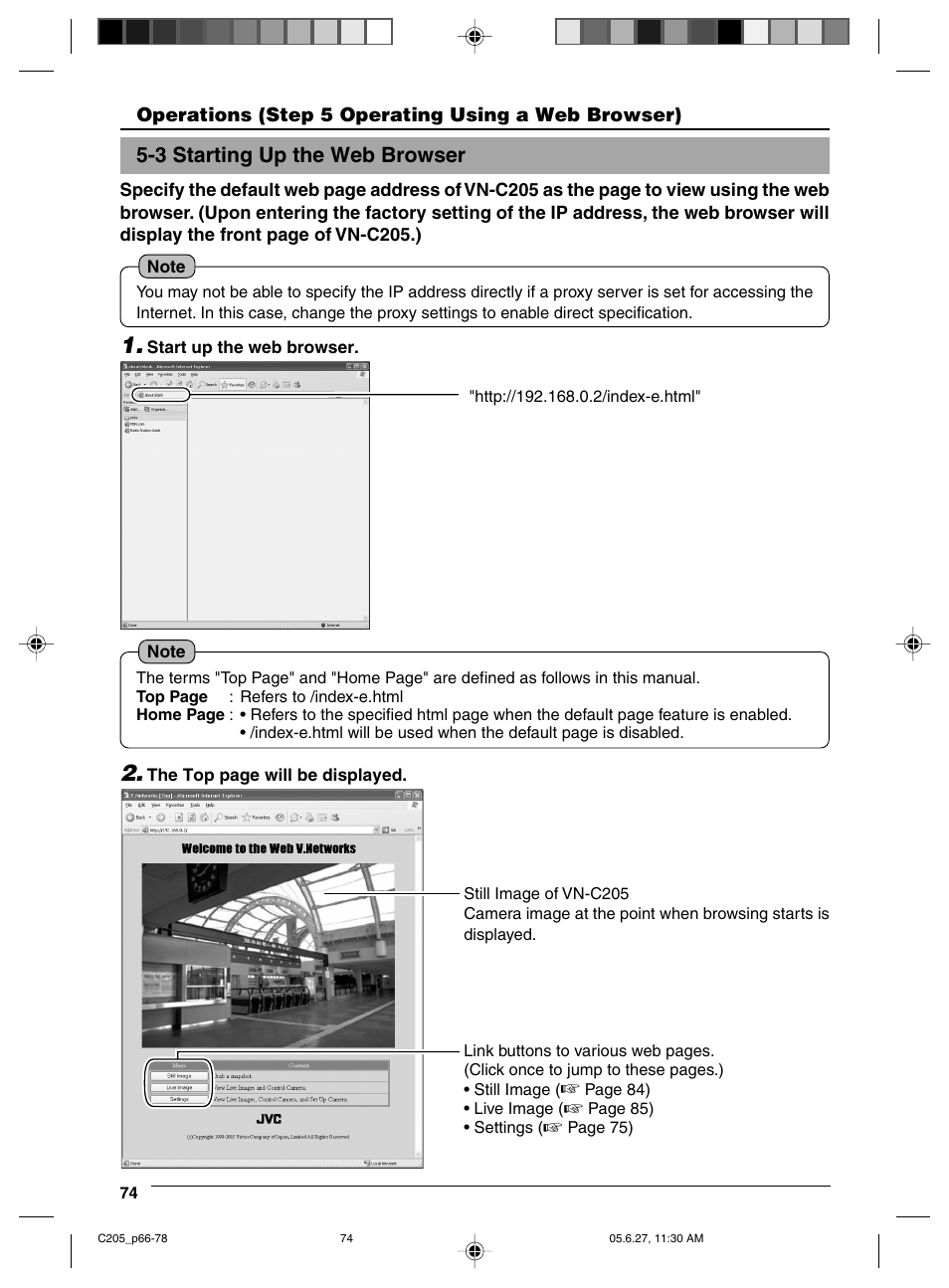 3 starting up the web browser | JVC VN-C205 User Manual | Page 74 / 90