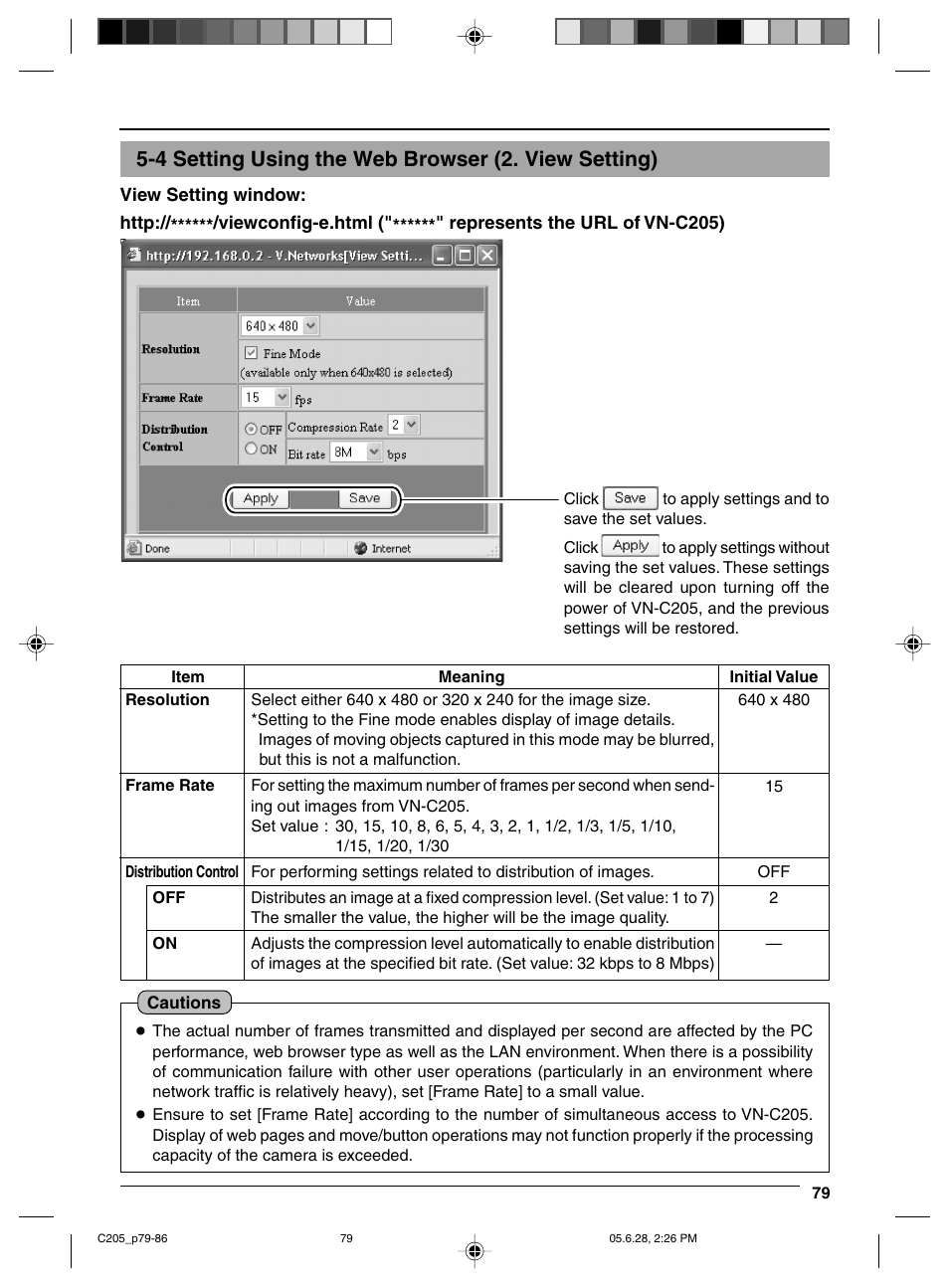 View setting, 4 setting using the web browser (2. view setting) | JVC VN-C205 User Manual | Page 79 / 90