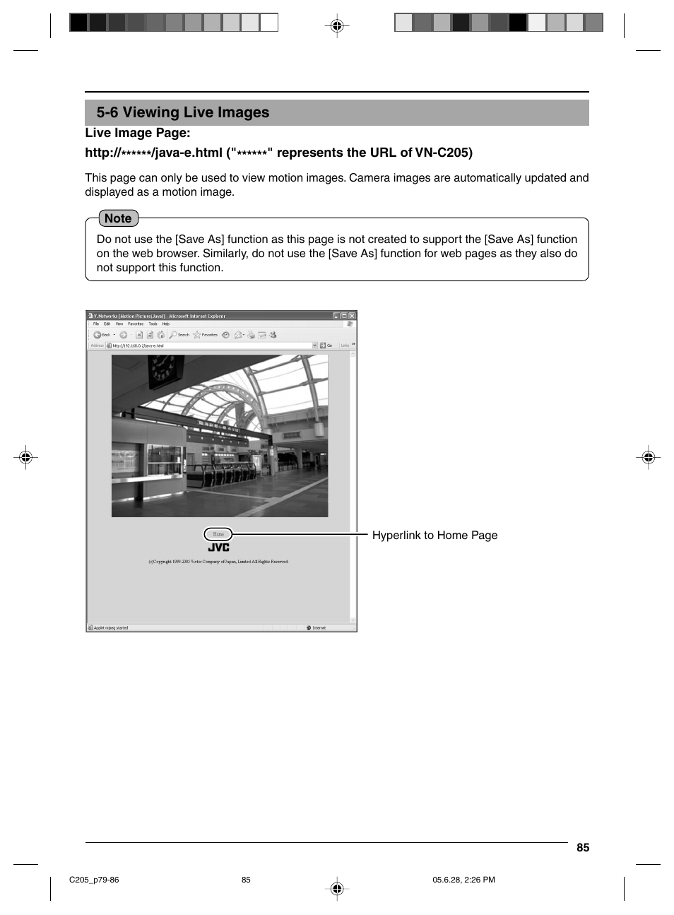 6 viewing live images, E image | JVC VN-C205 User Manual | Page 85 / 90